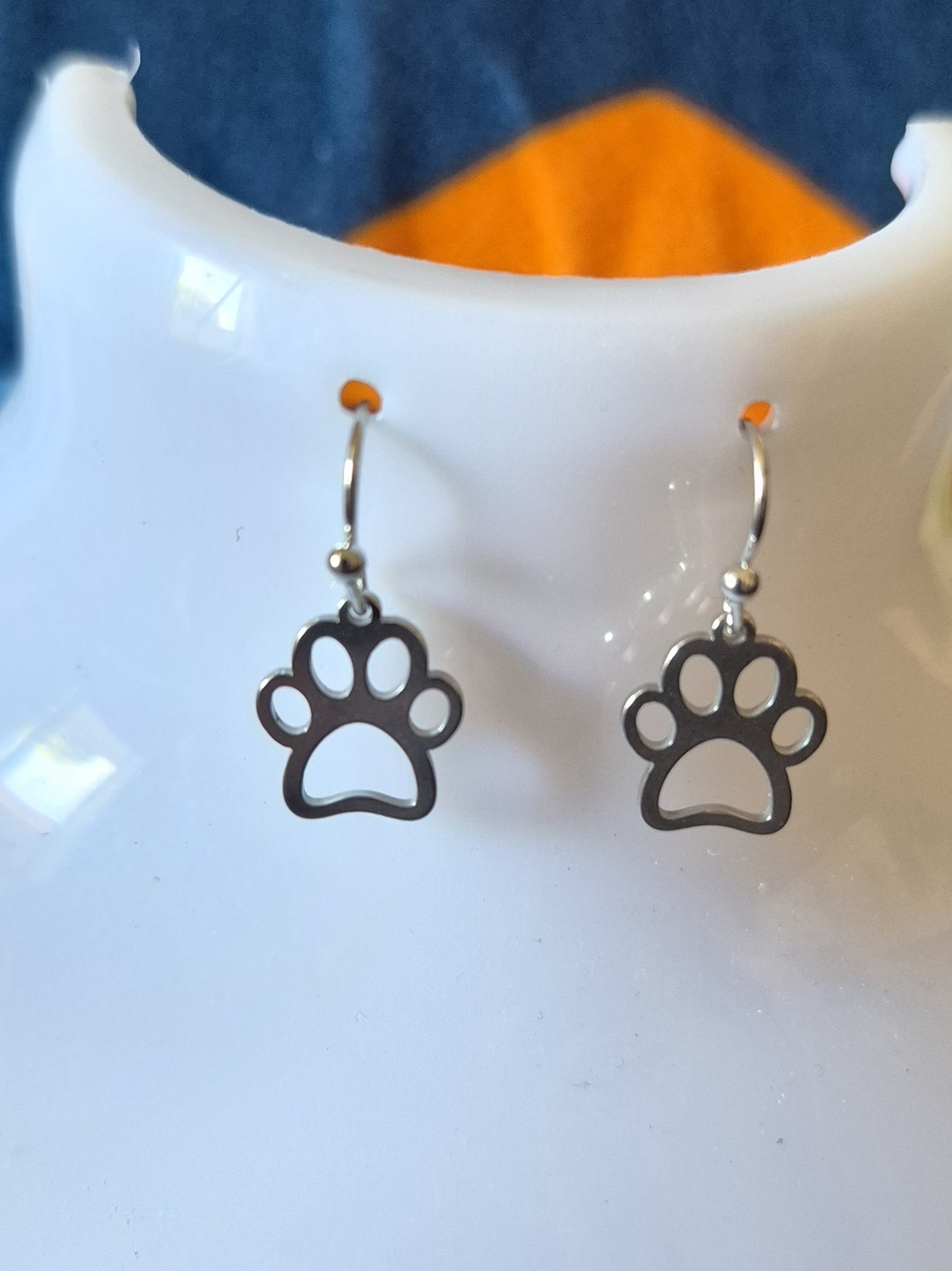 Cute Paw Print Dangling Earrings ☆ Dangle Drop Pet Charm Women Silver Jewerly